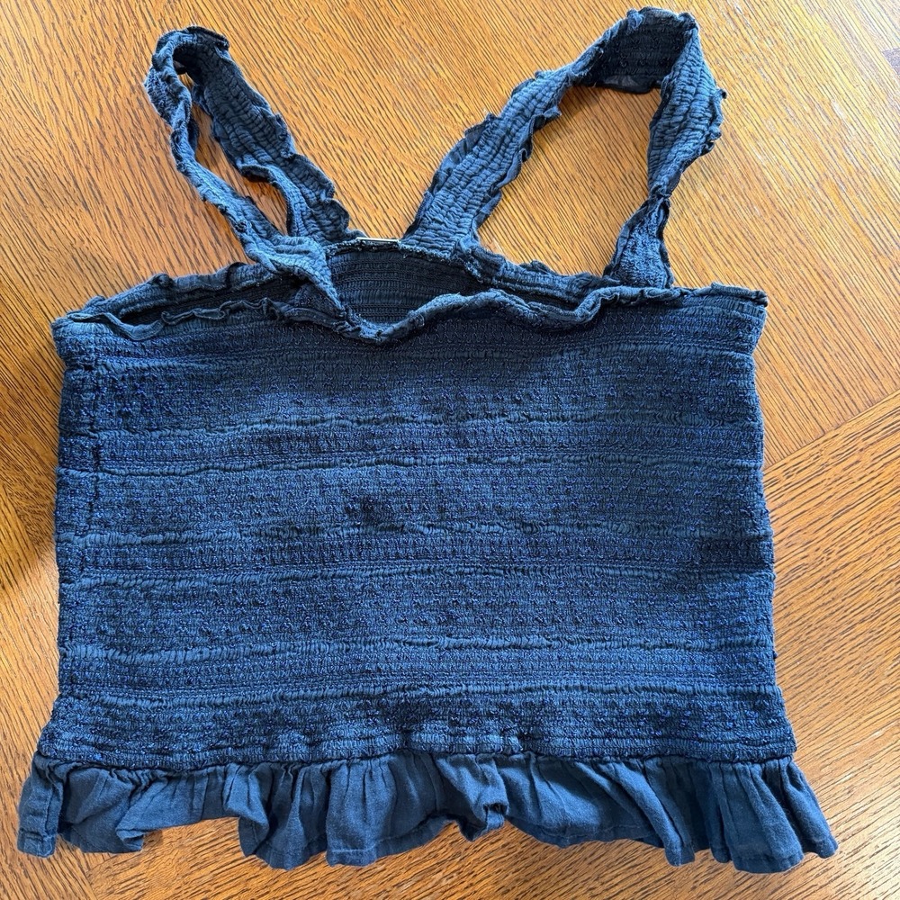 Chan Luu Smocked Ruffle Hem Top